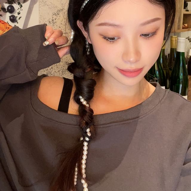 Faux Beaded Hairband Pearl