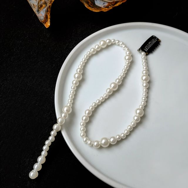 Faux Beaded Hairband Pearl