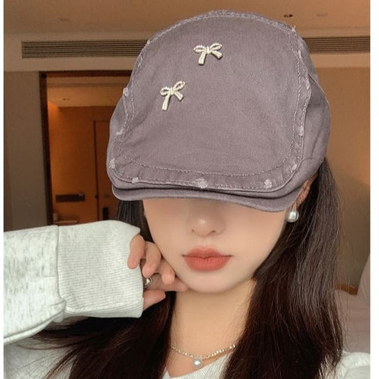 Cap Flat Bow Plain Distressed