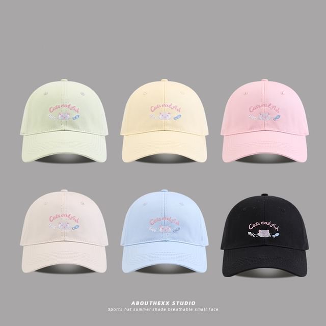 Embroidered Lettering Cartoon Baseball Cap