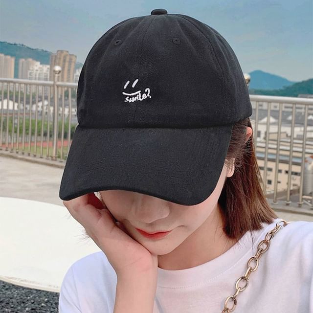 Embroidered Smiley Baseball Cap