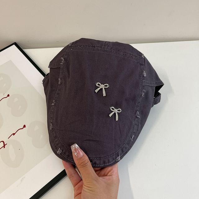 Cap Flat Bow Plain Distressed