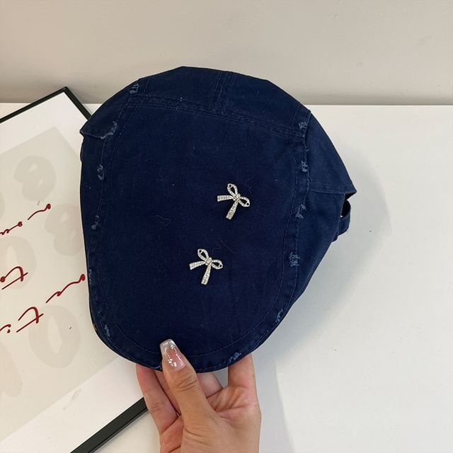 Cap Flat Bow Plain Distressed