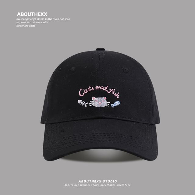 Embroidered Lettering Cartoon Baseball Cap