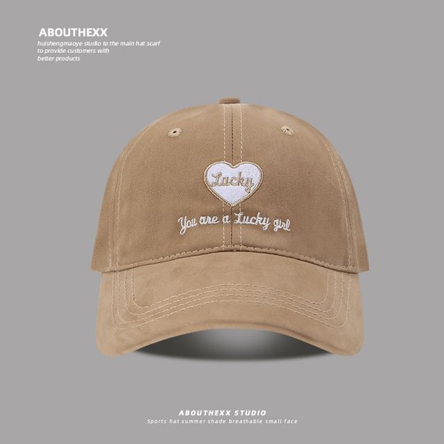 Cap Heart Embroidered Lettering Baseball