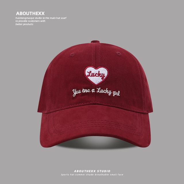 Cap Heart Embroidered Lettering Baseball