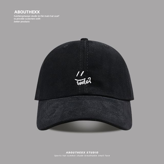 Embroidered Smiley Baseball Cap