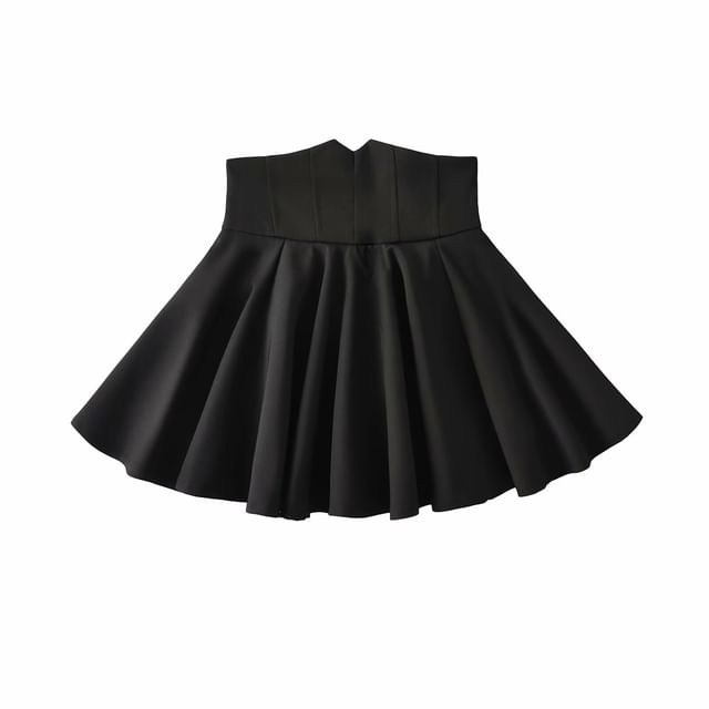Pleated High-Rise Mini A-Line Skirt in Plain Design
