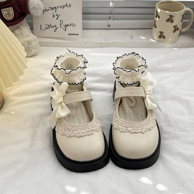 Jane Trim Mary Shoes Lace Platform Bow