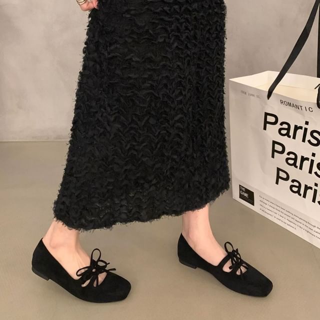 Toe Mary Bow Flats Jane Square Plain Accent