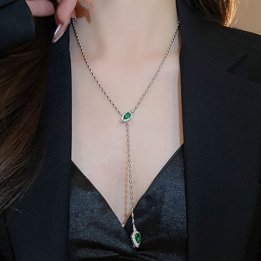 Necklace Lariat Pendant Rhinestone Waterdrop
