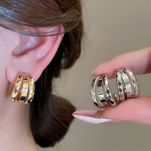 Layered Hoop Earring Geometric