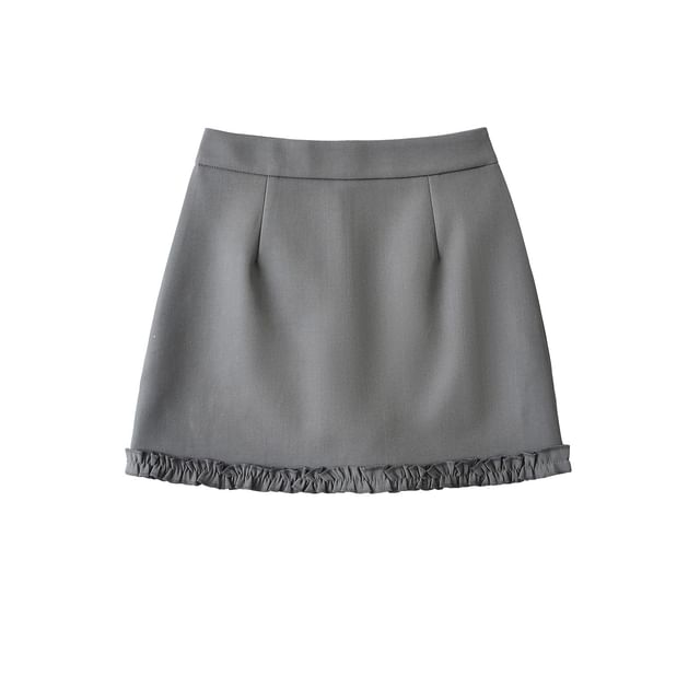 Mini Flared Skirt with Ruffled Hem and Elevated Waist