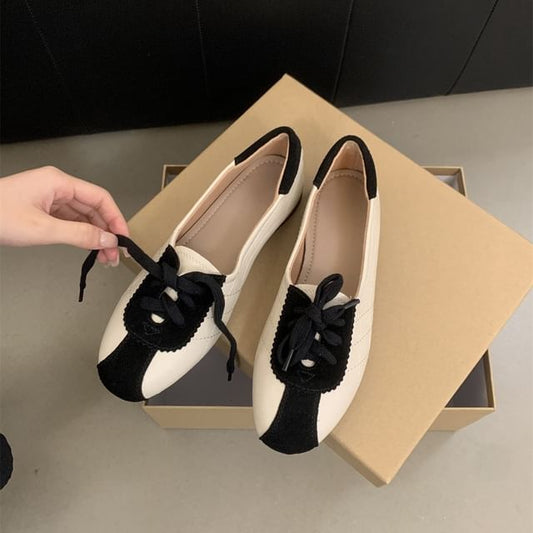 Two Tone Lace-Up Faux Leather Sneakers