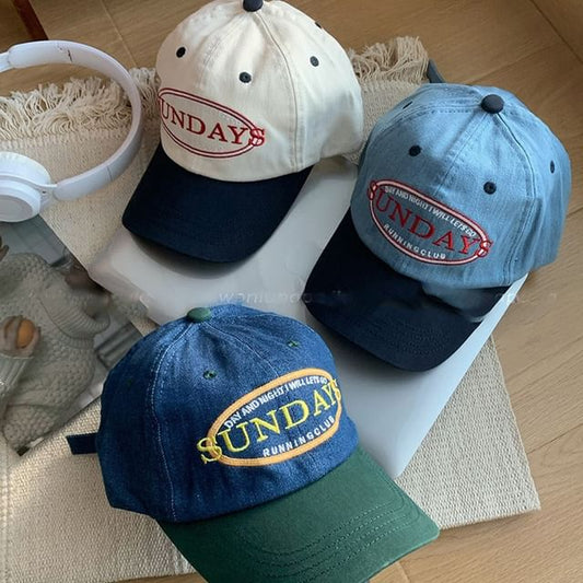 Baseball Two Lettering Cap Embroidered Tone