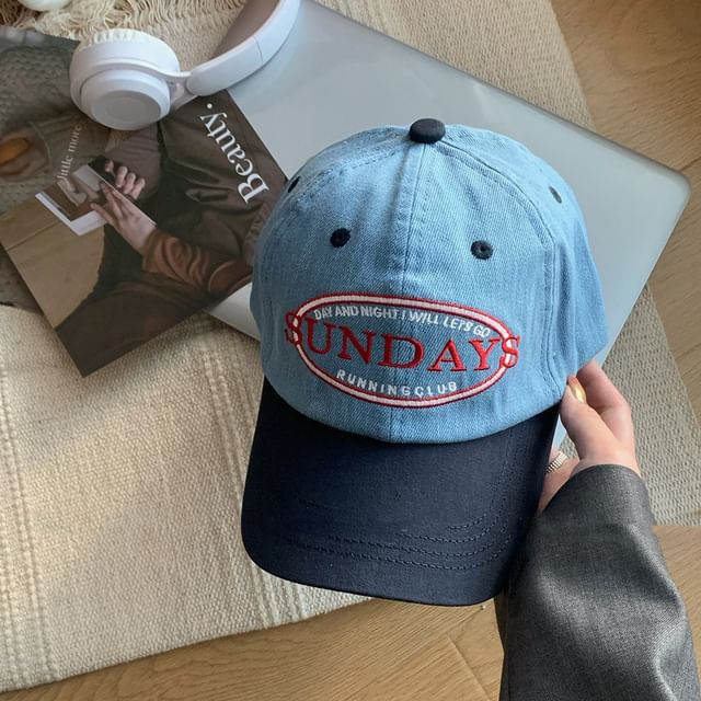 Baseball Two Lettering Cap Embroidered Tone