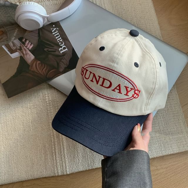 Baseball Two Lettering Cap Embroidered Tone