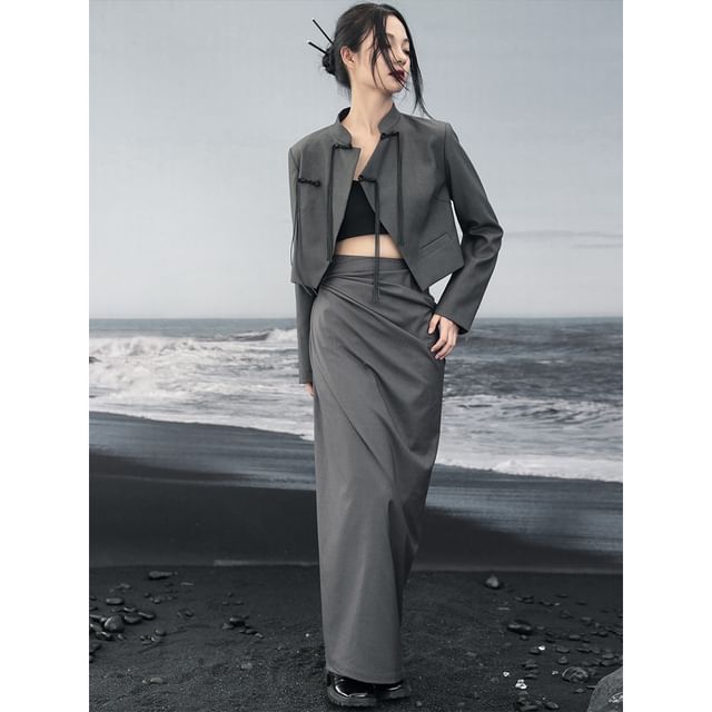 Elegant Slit Wrap Pencil Skirt with High Waist