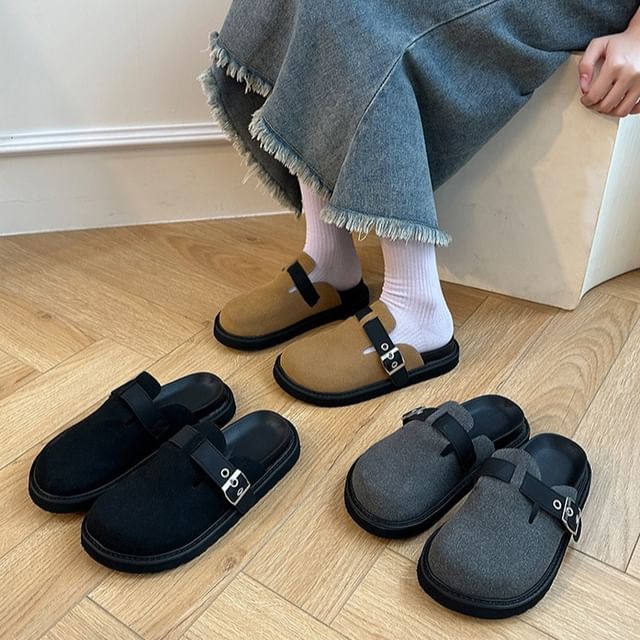 Slip-On Clog Mules With Buckle