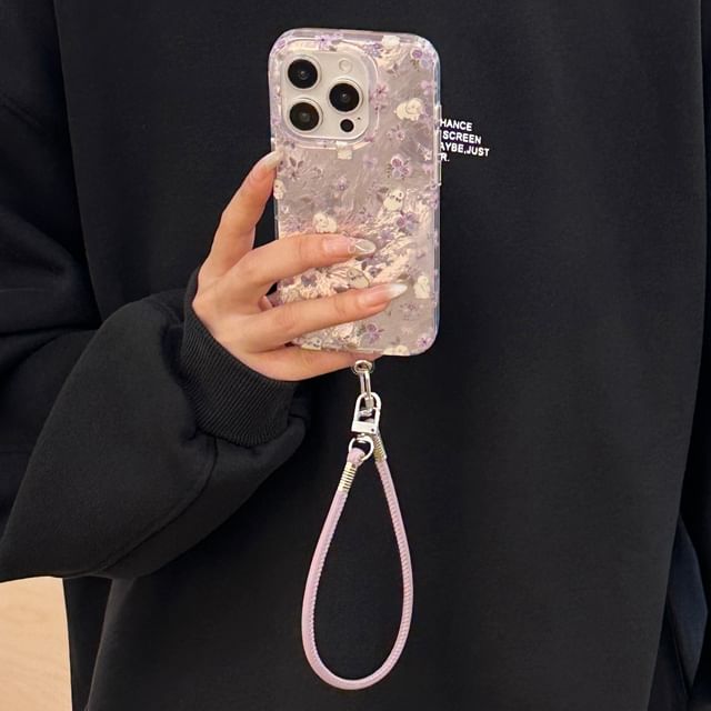 Phone Strap Case with Floral