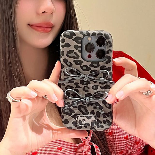 Case Phone Leopard Bow Print