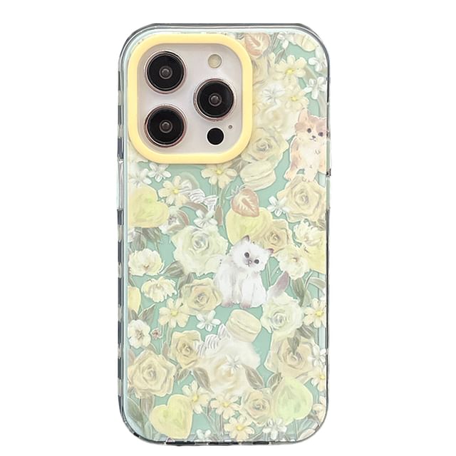 Floral Case Cat Phone