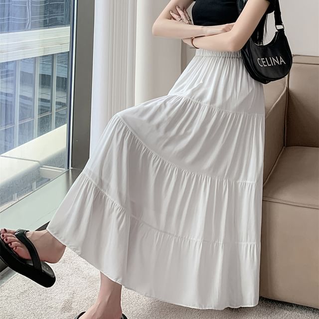Skirt Maxi High Rise Plain A-Line