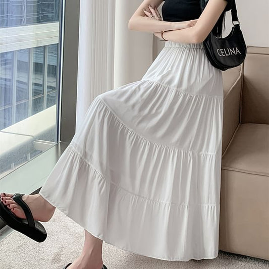 Skirt Maxi High Rise Plain A-Line