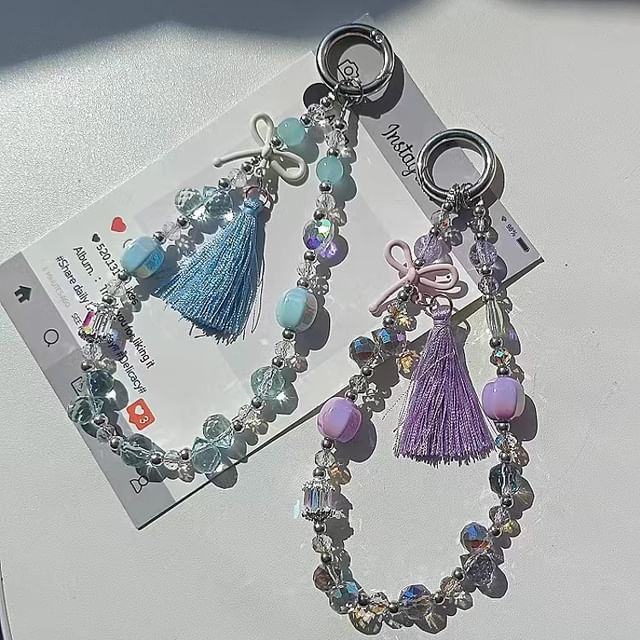 Faux Lanyard Bow Pad Crystal with Strap Phone