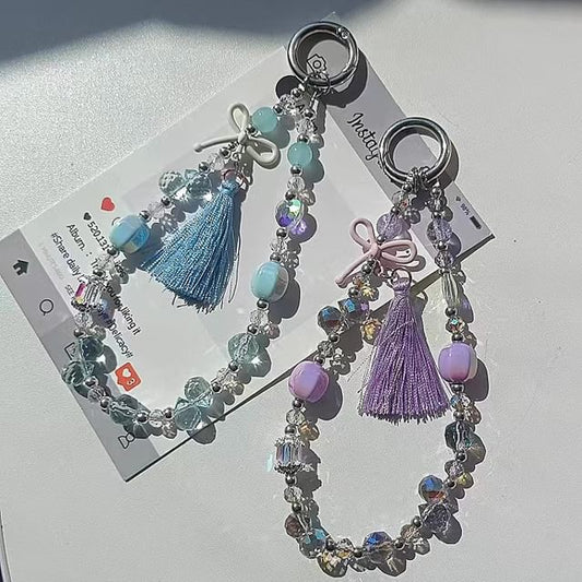 Faux Lanyard Bow Pad Crystal with Strap Phone