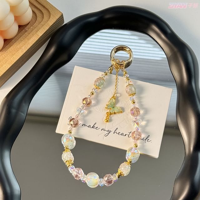 Faux Phone Butterfly with Strap Lanyard Pad Crystal