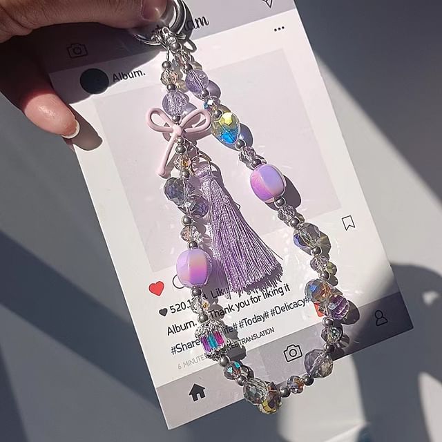 Faux Lanyard Bow Pad Crystal with Strap Phone