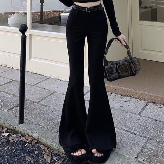 High Pants Rise Plain Flared