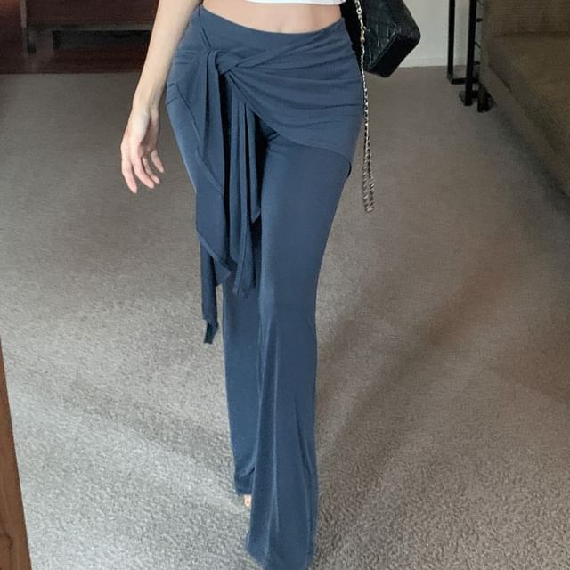 Yoga T-Shirt Waist Plain Skirt High Crop Off / Shoulder Overlay Short-Sleeve Pants