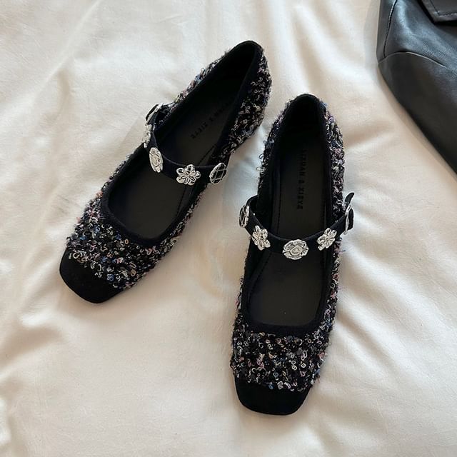 Accent Pumps Heel Metal Jane Mary Sequin Chunky