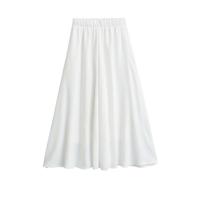 Maxi Flared Skirt with Elevated Waist and Simple Style