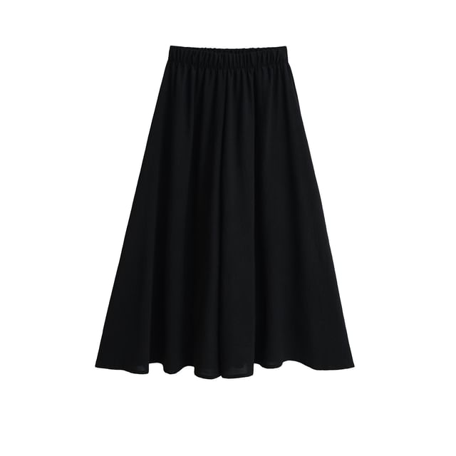 Maxi Flared Skirt with Elevated Waist and Simple Style