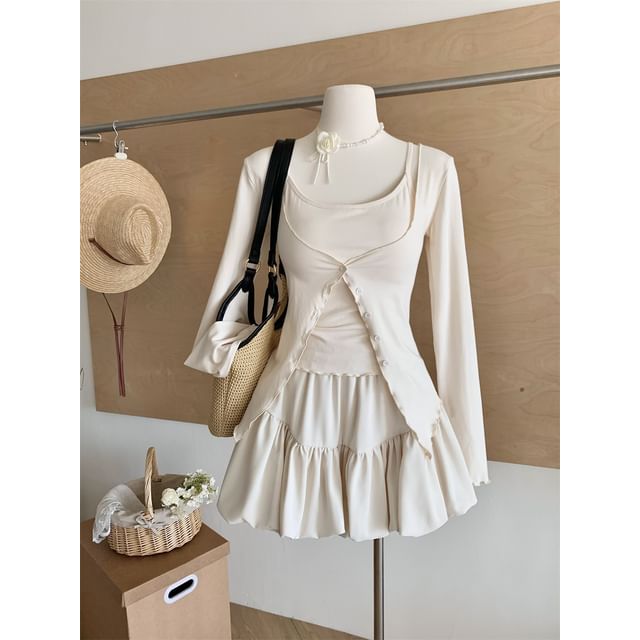 Classic Mini Flared Skirt with Elastic Waistband