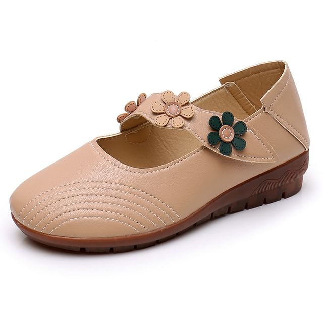 Detail Jane Flower Leather Shoes Faux Mary