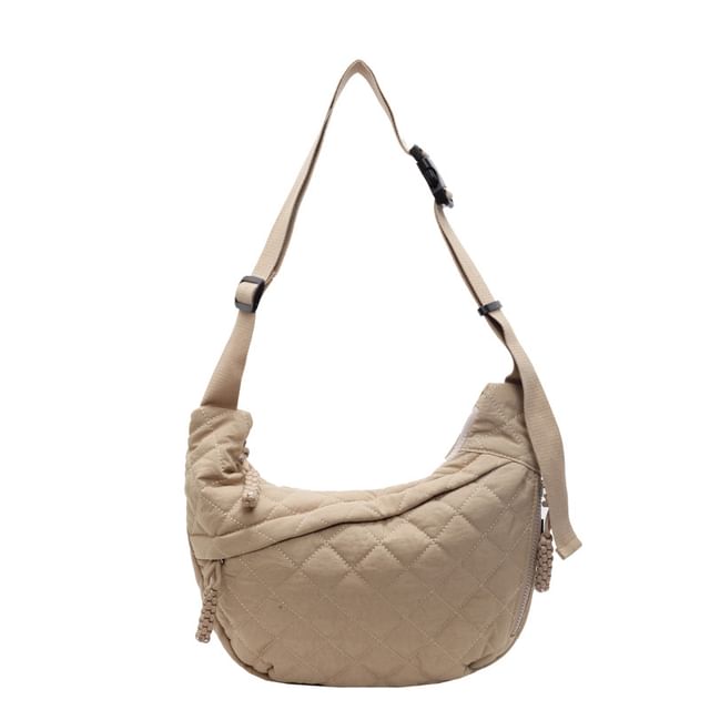 Nylon Crossbody Bag Quilted Zip Plain