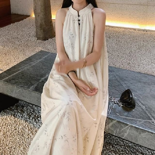 Sleeveless Lace Maxi A-Line Dress