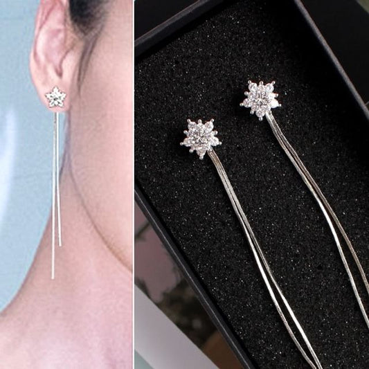 Earring Dangle / Fringed Clip-On Star Rhinestone