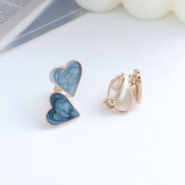 Asymmetrical / Earring Heart Clip-On Ear Stud