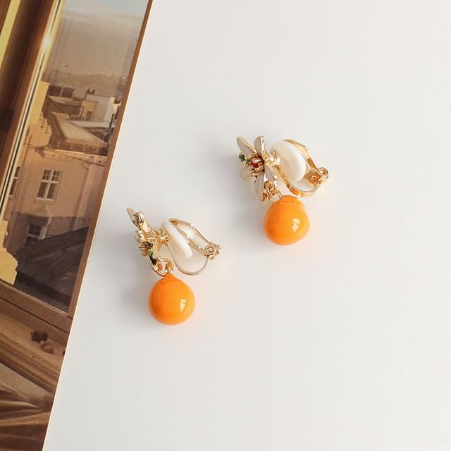 Earring Clip-On / Flower Drop Rhinestone