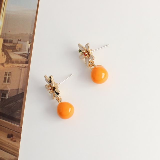 Earring Clip-On / Flower Drop Rhinestone