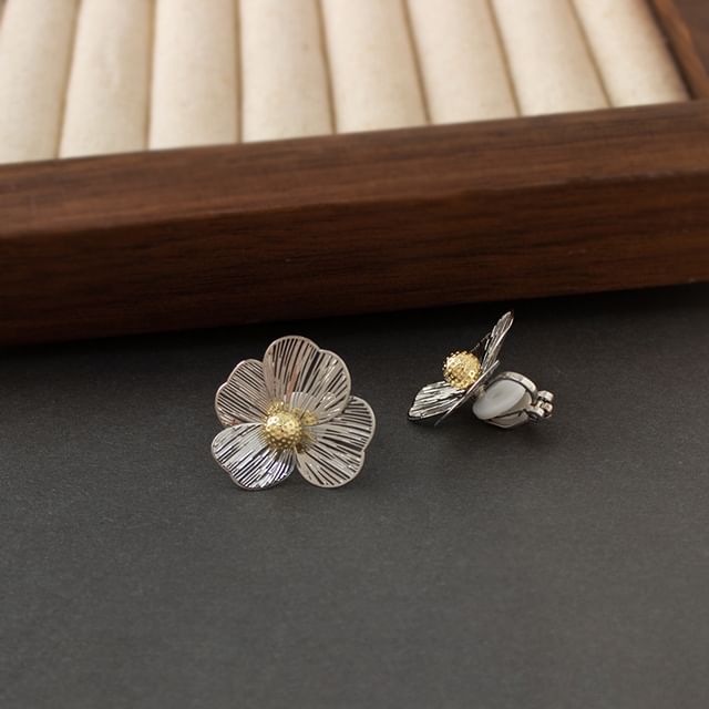 Earring Flower Ear Stud Clip-On /