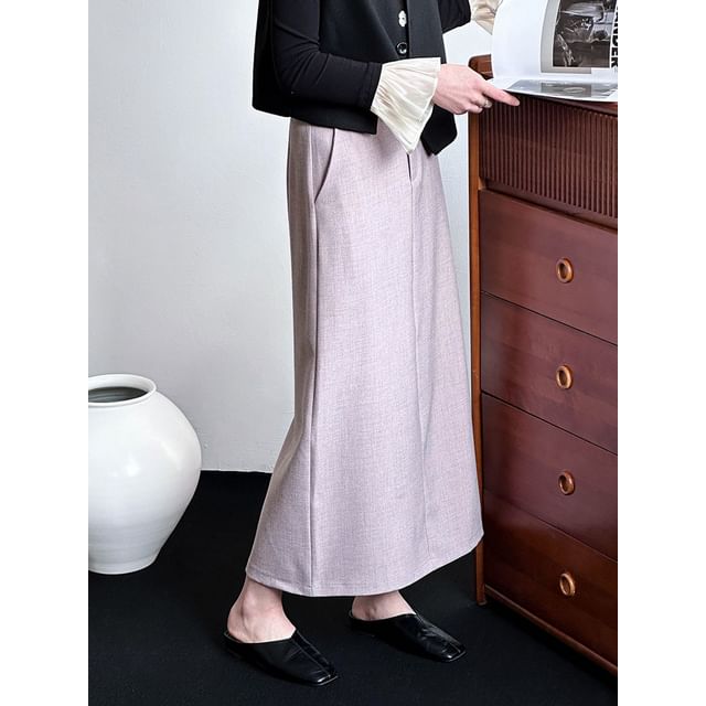 Maxi Mermaid Skirt with High Waist in Plain Design