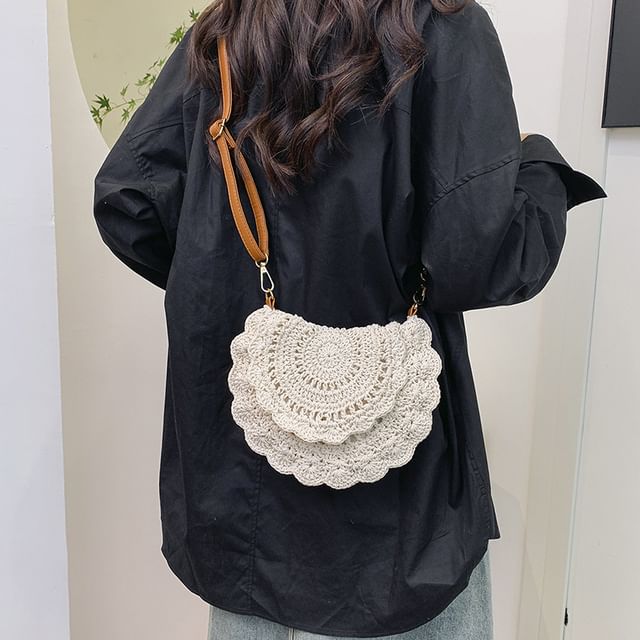 Crossbody Crochet Flap Bag Lace