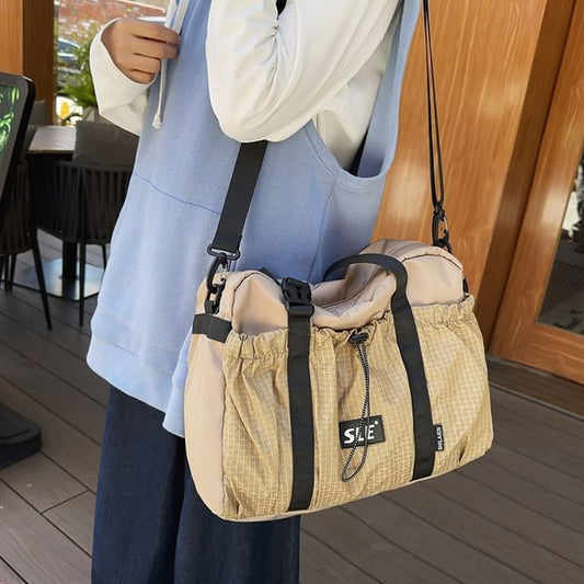 Bag Buckled Drawstring Plaid Crossbody Panel