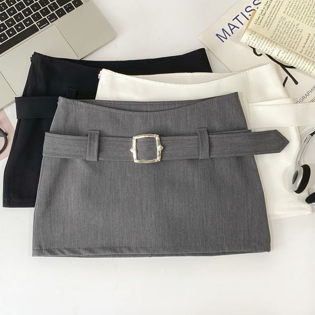 High-Rise Mini Pencil Skirt with Belted Detail
